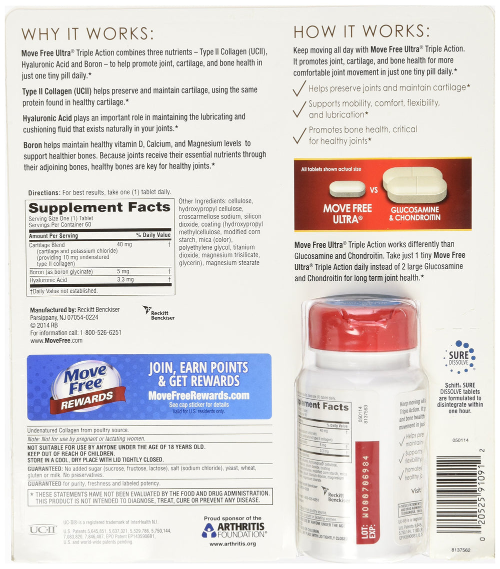 Schiff Move Free Ultra tablet close-up, easy-to-swallow daily supplement