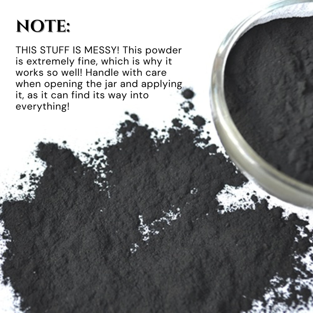 Schizandu charcoal powder on a clean surface for routine integration