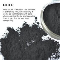 Schizandu charcoal powder on a clean surface for routine integration