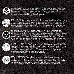 Schizandu charcoal powder texture indicating fine blend-friendly powder