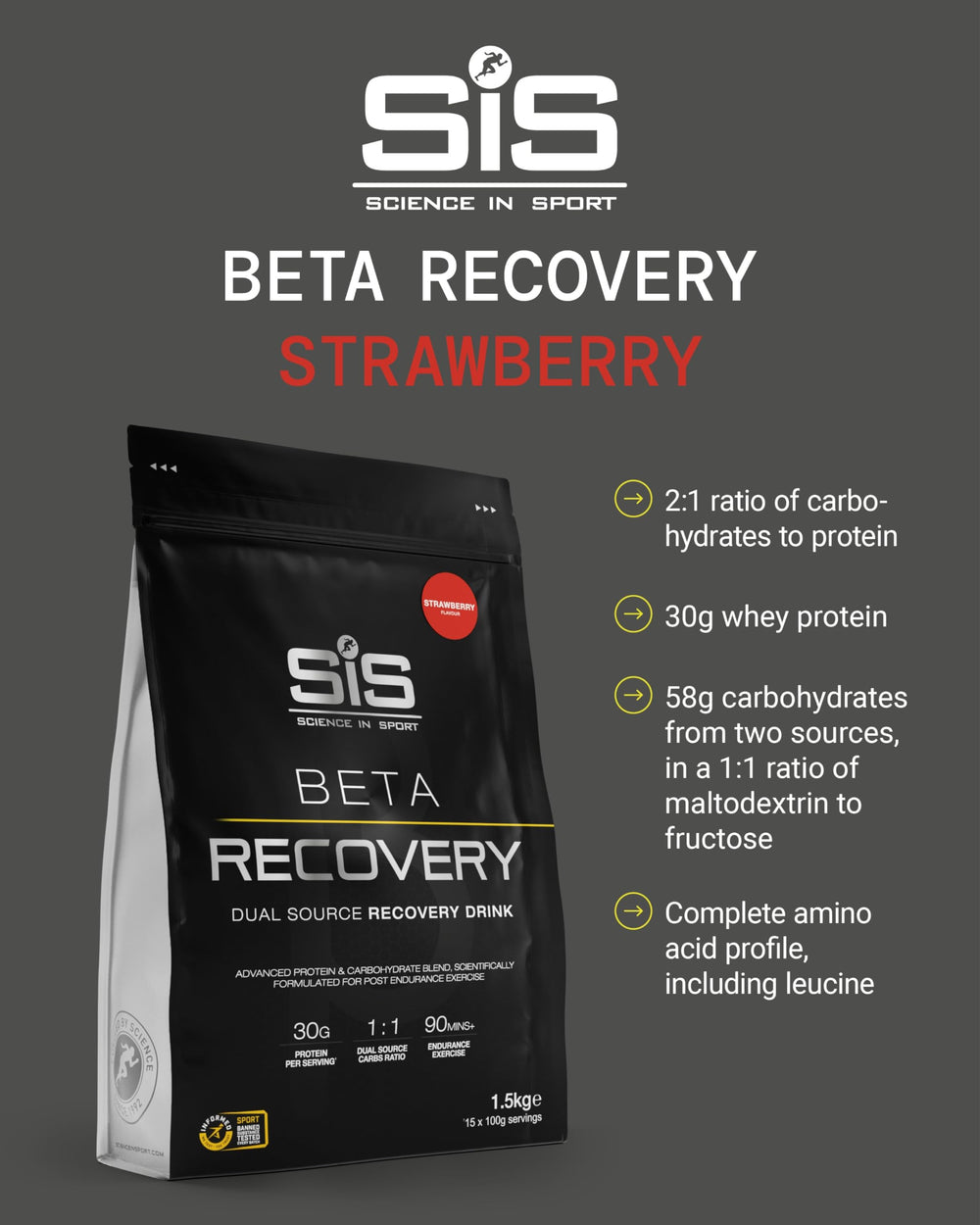 Science in Sport Beta Recovery powder scoop ready for quick refuel after sessions.
