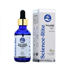 Science-Rite Nano Hemp bottle demonstrates fast absorption with vanilla flavor.