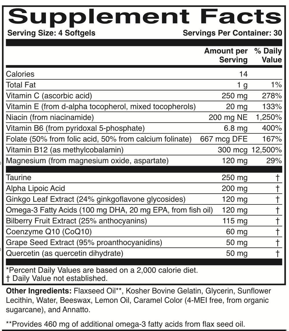 ScienceBased Health Optic Nerve Formula ingredients panel shows omega-3s and antioxidants.