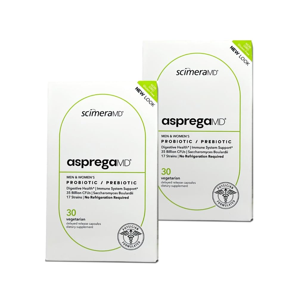 Scimera Bioscience Asprega 30CT bottle front supports gut balance