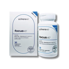 ScimeraMD FocusMD bottle front signaling daily cognitive support.