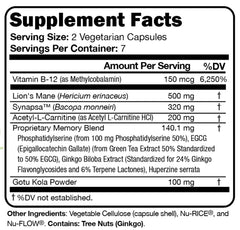 Memory Script ingredients panel shows Green Tea Extract and Phosphatidylserine.