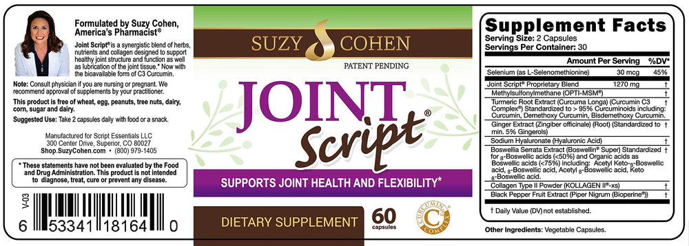 Script Essentials Joint Script daily-use shot with capsules and water