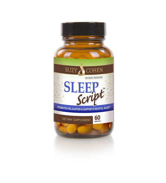 Script Essentials Sleep Script bottle promotes a restful night routine.