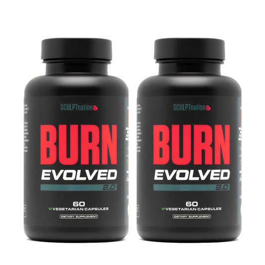 Sculpt Nation bottle with capsules signaling all-day metabolism support.