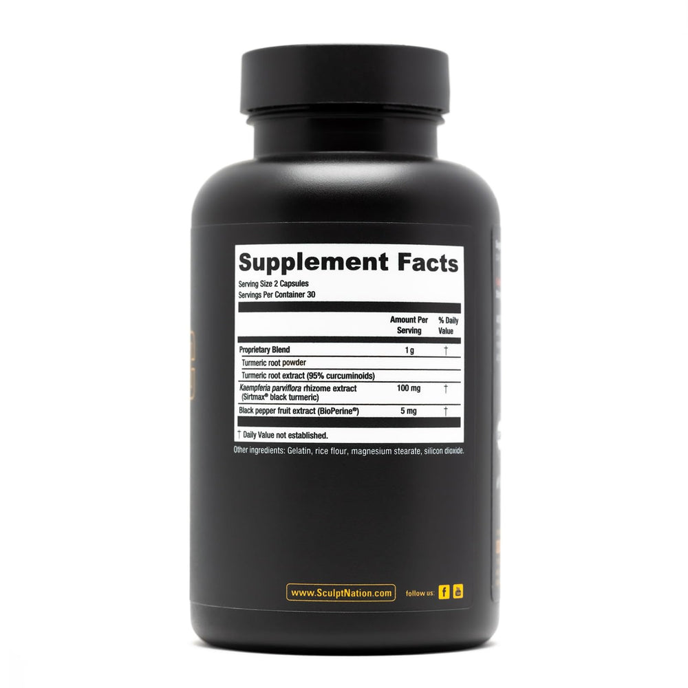Sculpt Nation turmeric bottle dispense demonstrating convenient dosing for daily routines