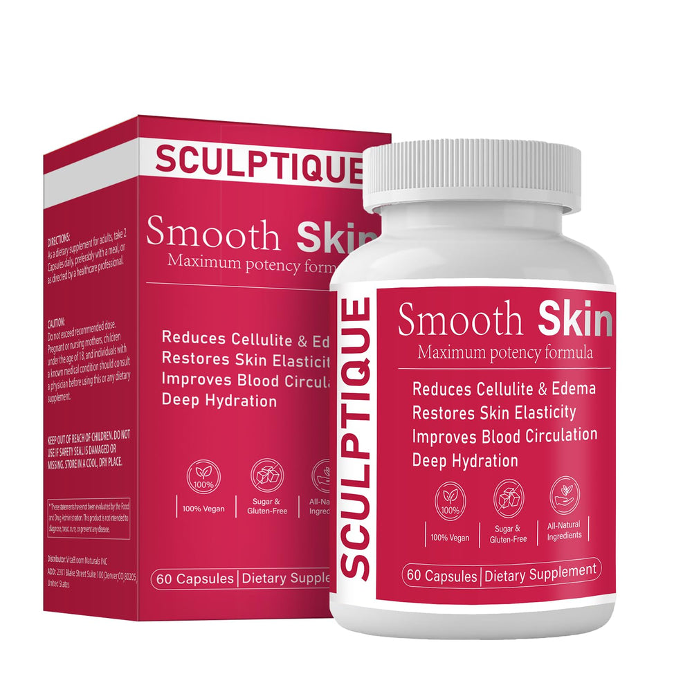 Sculptique smooth skin capsules bottle for daily circulation support.