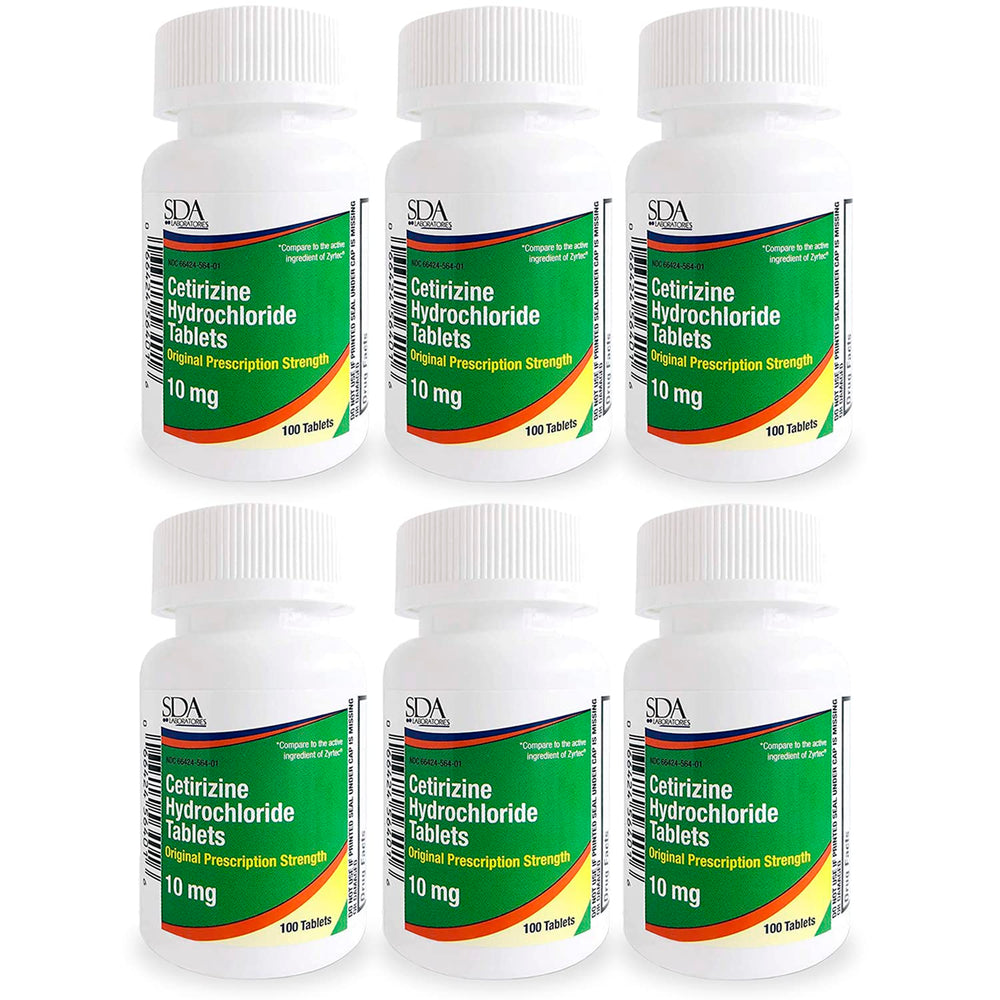 SDA Laboratories All Day Allergy tablet front view demonstrates cetirizine 10 mg for daily symptom support