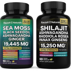 Sea Moss and Shilajit Bundle front view with dual bottles for daily wellness