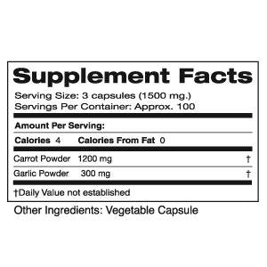 SEAGATE carrot and garlic 500mg capsules close-up, highlighting high-concentration freeze-dried nutrients.