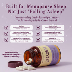 Capsules on counter illustrate a non-hormonal option for night awakenings.