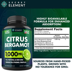 Secret Element Citrus Bergamot bottle with glass suggests daily routine.
