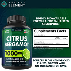 Secret Element bergamot label details showcase polyphenol-rich formula