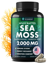Secret Element sea moss capsules bottle for easy daily supplementation and wellness
