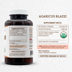 Secrets of the Tribe Agaricus Blazei capsules close-up showing texture and swallow-friendly form.