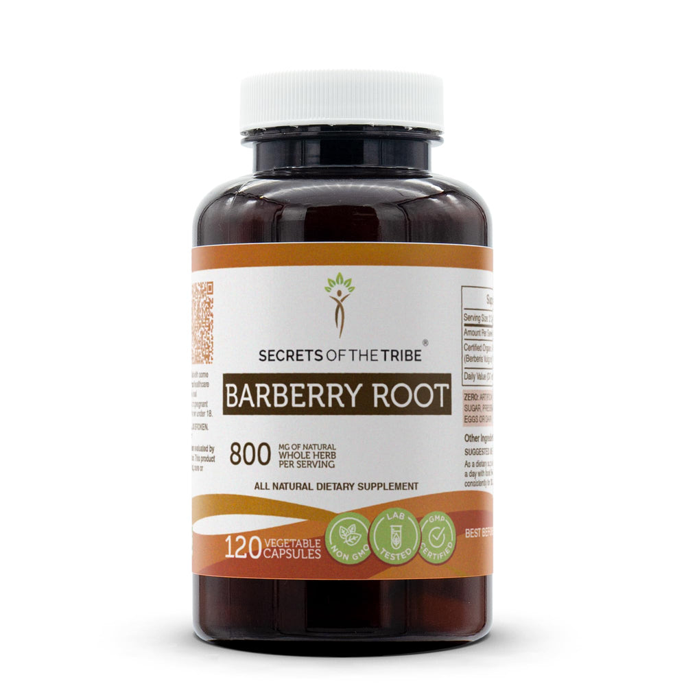 Secrets of the Tribe Barberry Root bottle with veggie capsules for daily use.