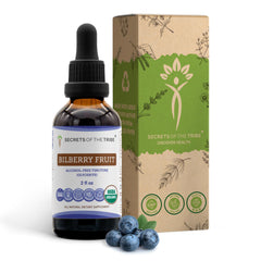 Secrets of the Tribe bilberry bottle pour for daily eye wellness.