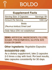 Secrets of the Tribe Boldo label detail showing dried leaf origin
