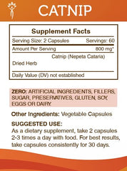 Secrets of the Tribe Catnip Capsules capsules inside bottle indicate high potency extraction method.