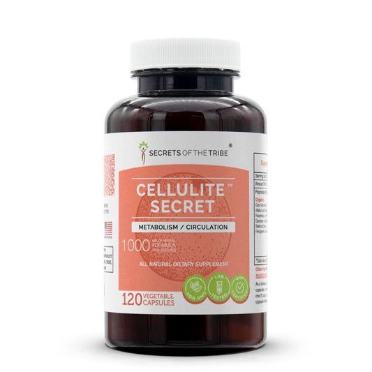Secrets of the Tribe Cellulite Secret bottle pour for a plant-based daily routine.
