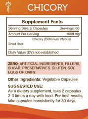 Secrets of the Tribe Chicory label emphasizing US-made, gluten-free formulation.