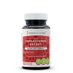 Secrets of the Tribe Cholesterol Secret bottle highlighting premium herbal blend for daily wellness