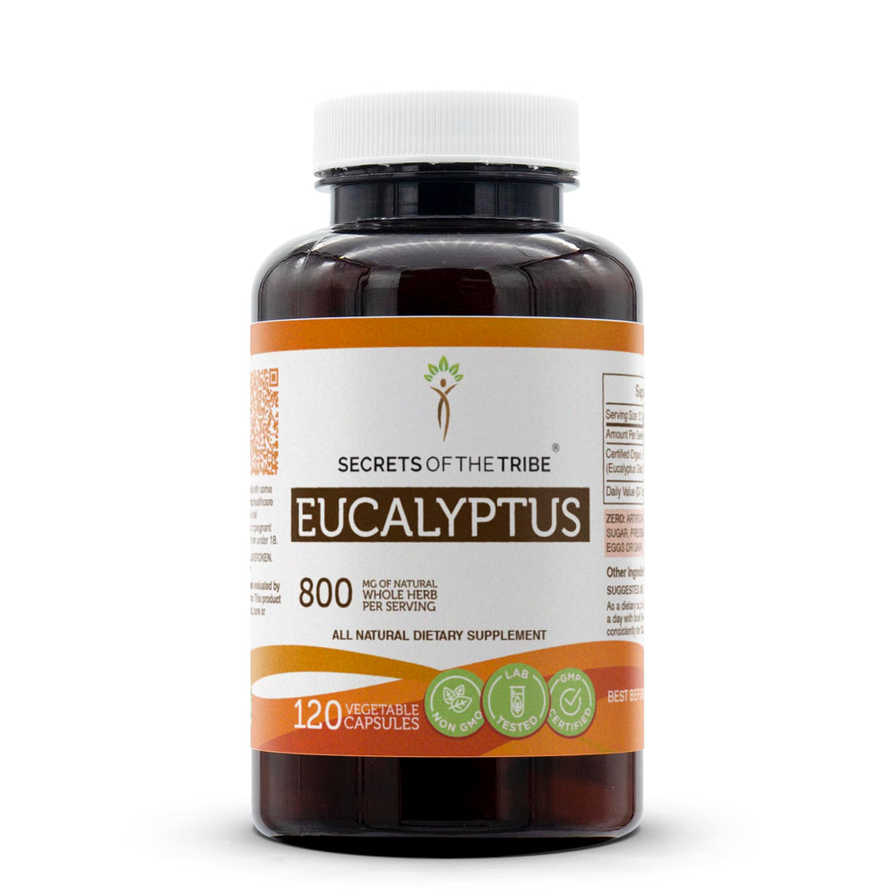 Secrets of the Tribe Eucalyptus 120 Capsules bottle for daily wellness.