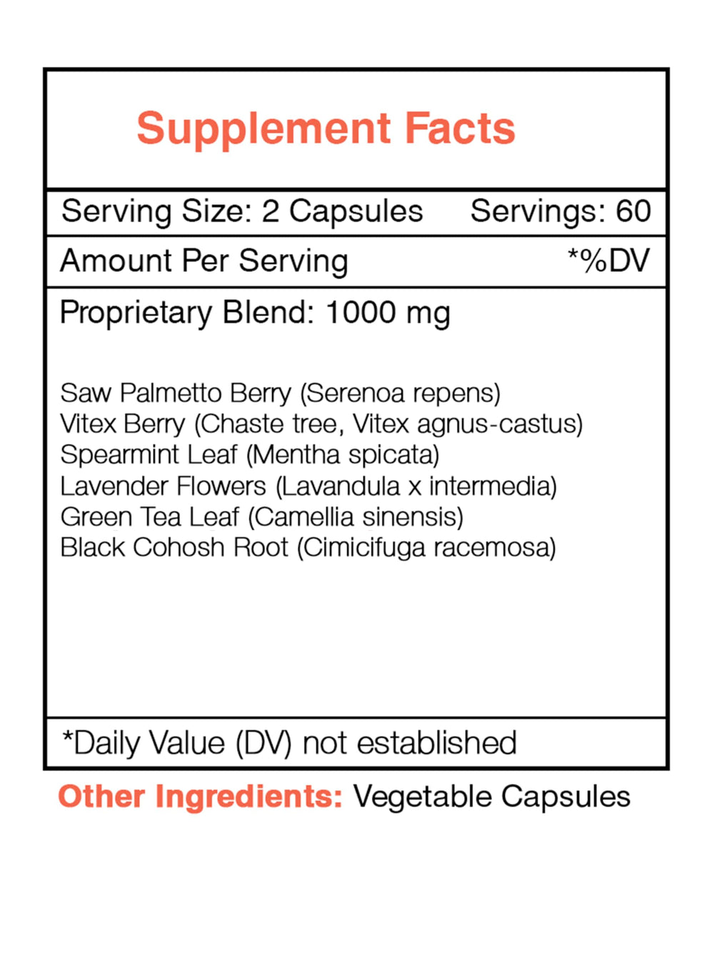 Hirsu Secret bottle label notes 1000 mg per serving