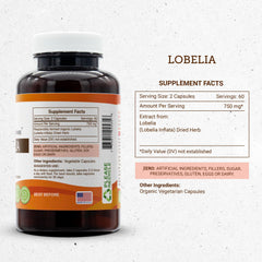 Pour view of Secrets of the Tribe Lobelia capsules indicating easy dosing.