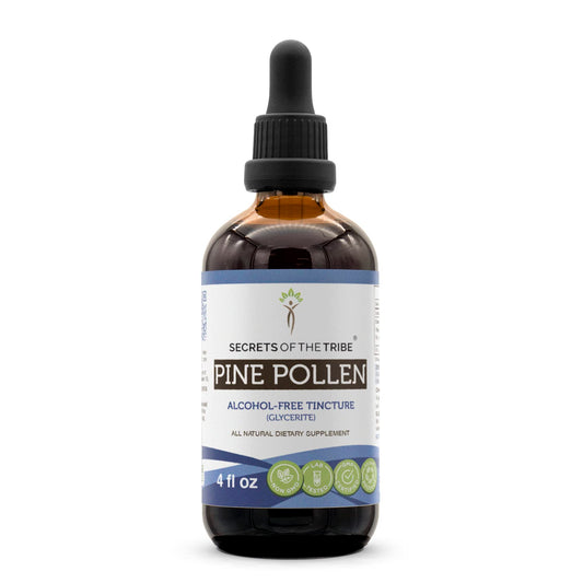 Secrets of the Tribe pine pollen tincture bottle for daily use and absorption