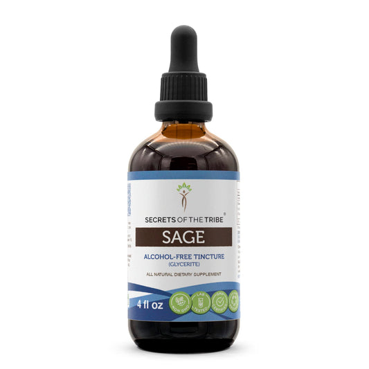 Secrets of the Tribe Sage liquid extract bottle for easy daily use.