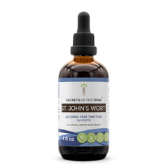 Secrets of the Tribe St. John's Wort tincture bottle front showing branding and purity