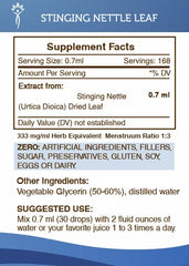 Secrets of the Tribe nettle tincture glass vial emphasizes high potency glycerite.