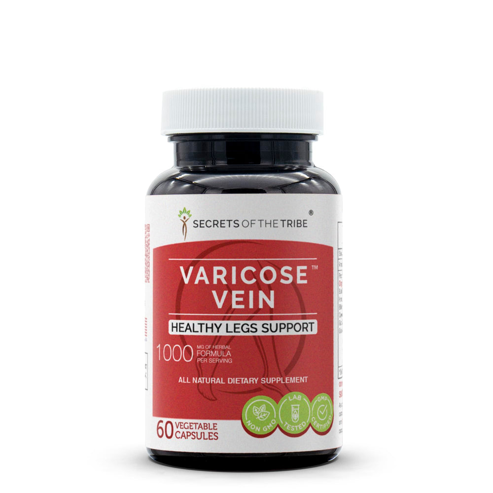 Secrets of the Tribe varicose vein bottle promoting leg comfort