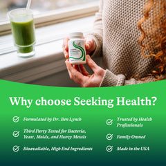 Seeking Health Calcium D-Glucarate spoon shows measured serving for consistency.