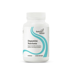 Seeking Health Dopamine Nutrients bottle front with energy support potential.
