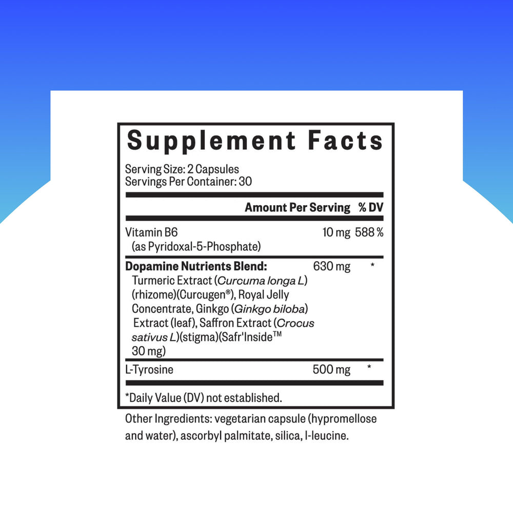 Seeking Health Dopamine Nutrients capsules closeup emphasizing brain energy support.