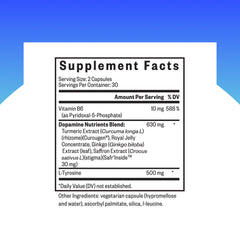 Seeking Health Dopamine Nutrients capsules closeup emphasizing brain energy support.