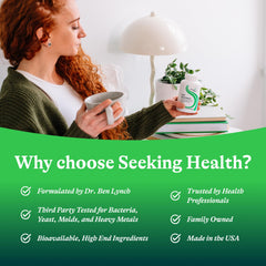 Allergen-free badge on Seeking Health Gut Nutrients bottle for sensitive diet needs.