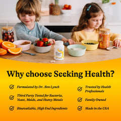 Seeking Health dosing guide on bottle for 1-3 and 4+