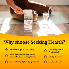 Non-GMO credential shown on Seeking Health box for electrolyte sticks.