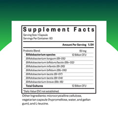 Bottle close-up of Seeking Health ProBiota Bifidobacterium capsules for vegan probiotic use.