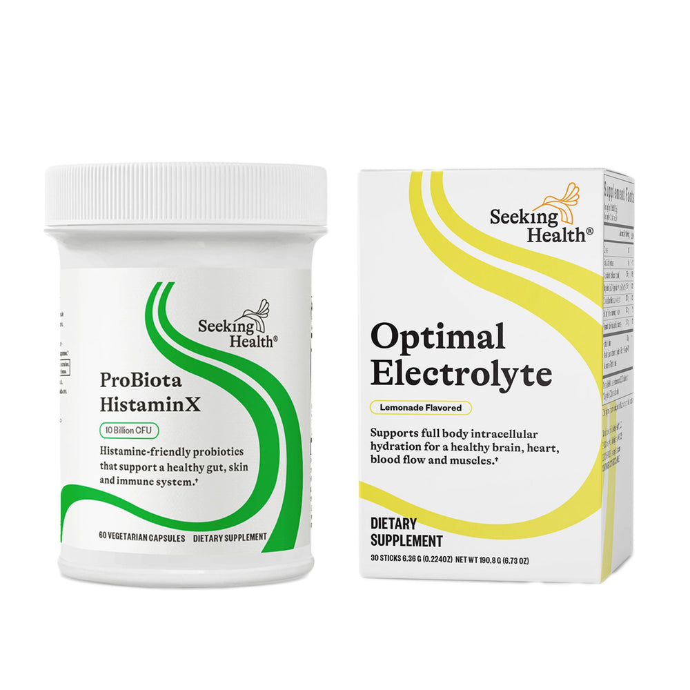 Seeking Health ProBiota HistaminX box and bottle together for shelf display.