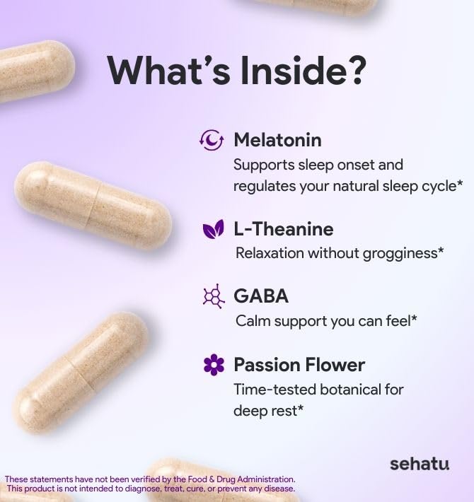 SEHATU Sleep Plus melatonin pills promoting calmer nights and better sleep cycles.