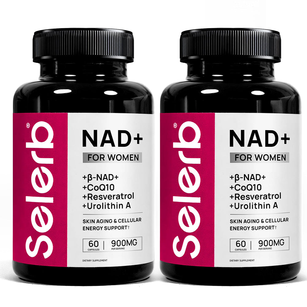 Selerb NADGENIE bottle front showing premium women’s NAD+ supplement for radiant vitality