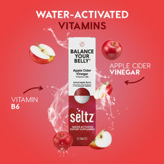 Seltz Balance Your Belly apple-flavored drink in a glass for refreshing daily intake